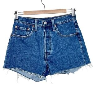 Levis 501 Jean Shorts Womens Size 26 Cutoff High Rise Button Fly Premium Denim